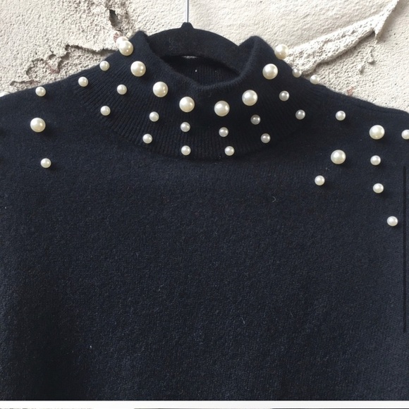 Charter Club Cashmere Imitation Pearl Embellished Sweater in black size 1X - Picture 6 of 10